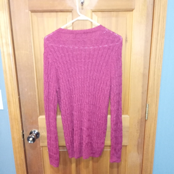 Appleseeds 100% wool burgundy button up sweater size M - Picture 2 of 5